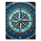 Nautical Blue Compass Starburst Rug