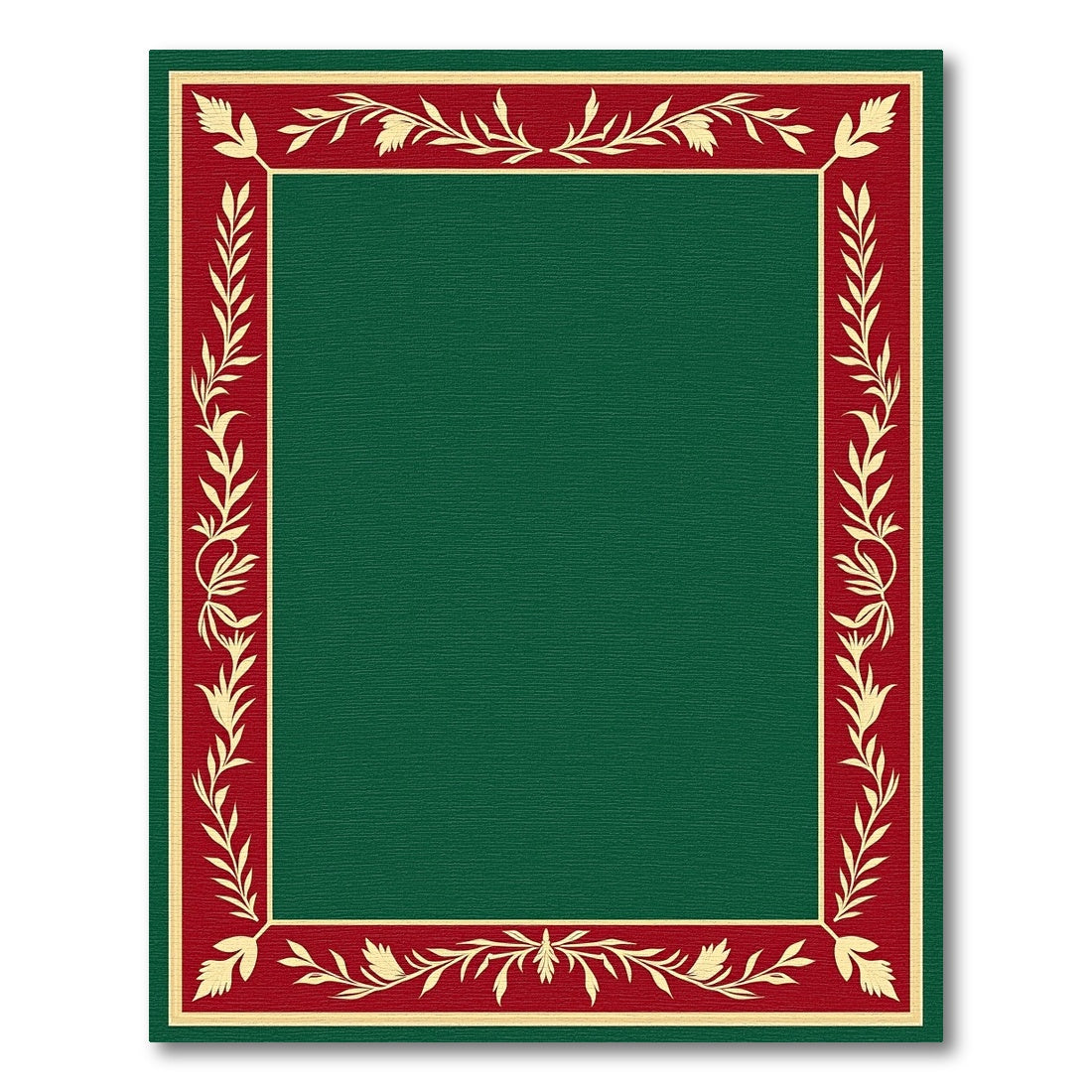 Crimson Gold Leaf Botanical Border Rug