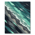 Abstract Teal Ocean Wave Mist Rug