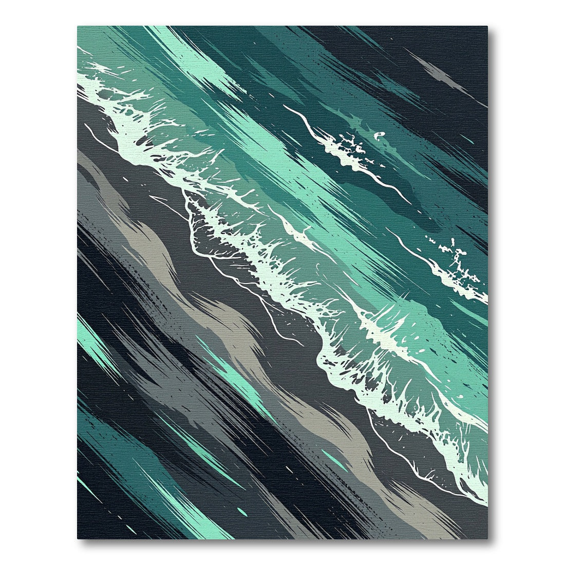 Abstract Teal Ocean Wave Mist Rug