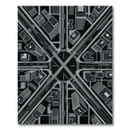 Monochrome Abstract Cityscape Intersection Rug