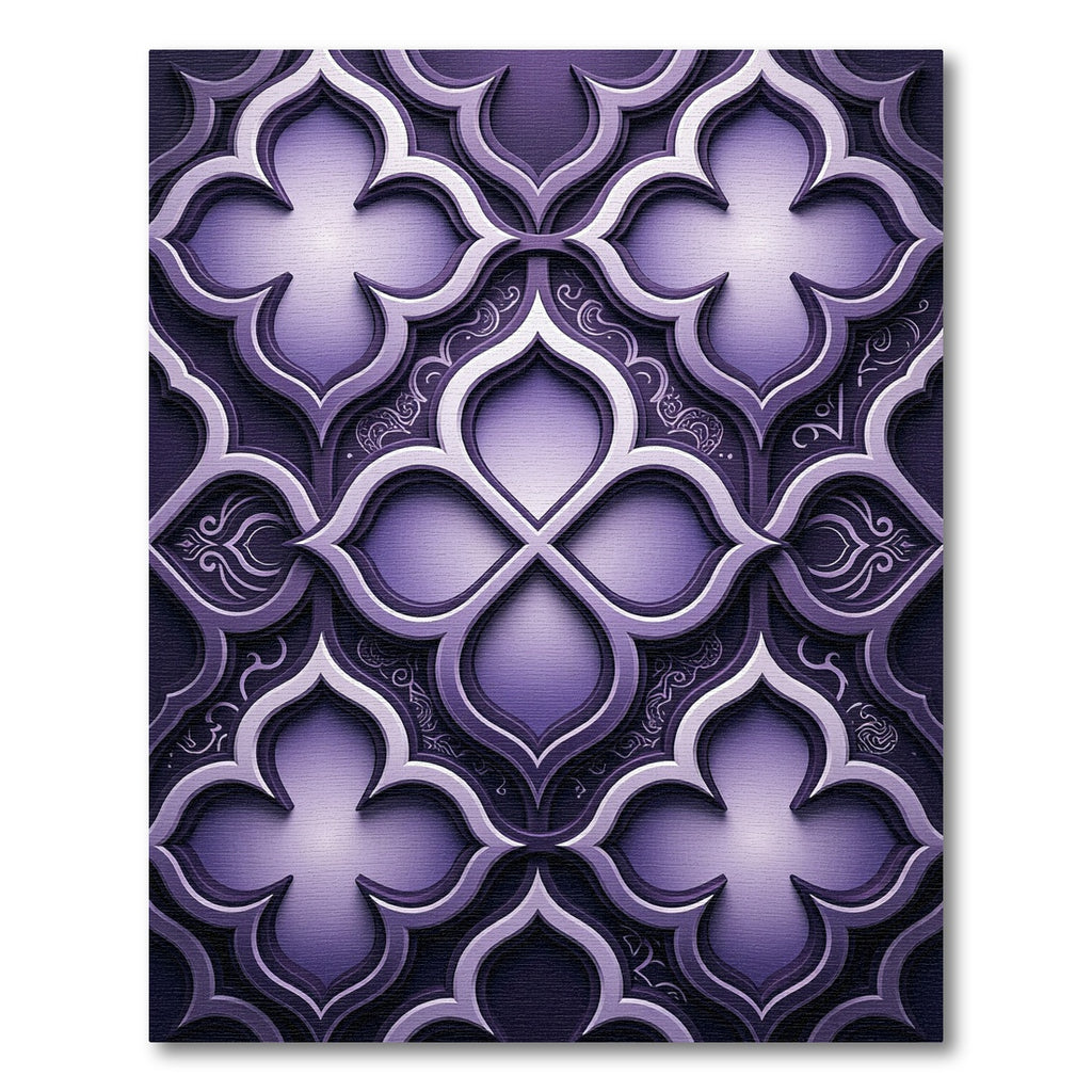Sophisticated Deep Purple Quatrofoil Trellis Rug