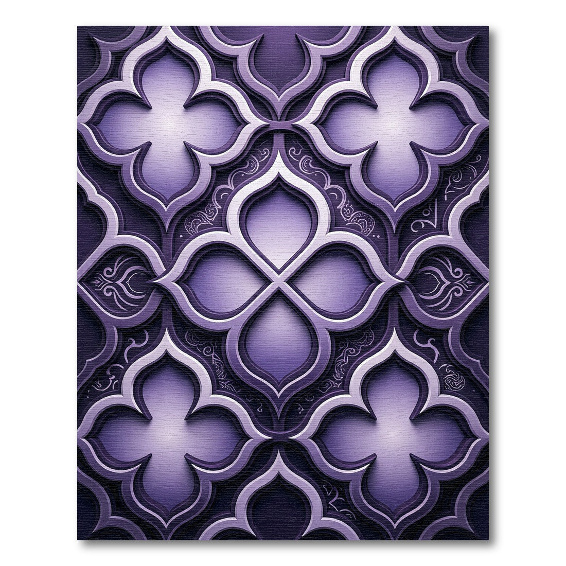 Sophisticated Deep Purple Quatrofoil Trellis Rug