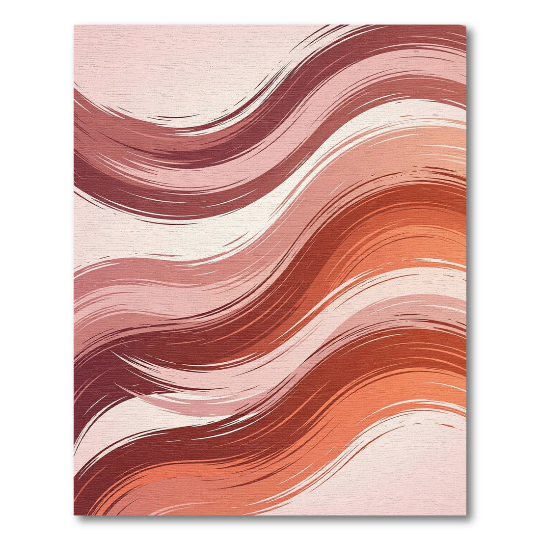 Modern Terracotta Wavy Abstract Swirl Rug