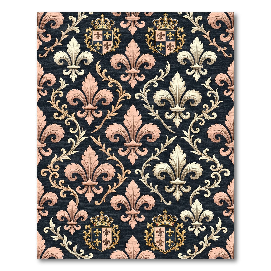 Regal Pink Floral Crested Damask Rug