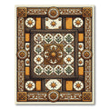 Ornate Golden Floral Medallion Tile Rug