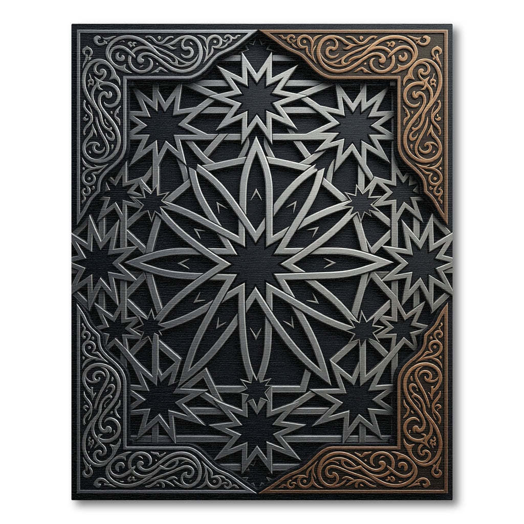 Silver Bronze Geometric Starburst Harmony Rug