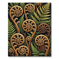 Golden Fern Frond Swirls Botanical Rug