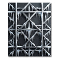 Metallic Ice Silver Geometric Grid Rug