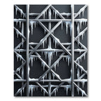 Metallic Ice Silver Geometric Grid Rug