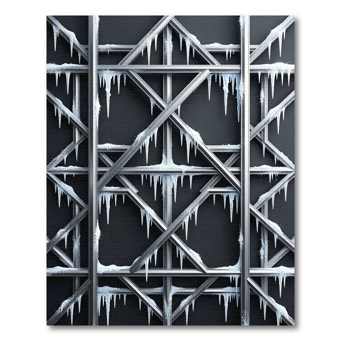 Metallic Ice Silver Geometric Grid Rug
