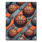 Dynamic Orange and Gray Basketball Geometric Rug