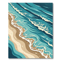 Abstract Teal Ocean Wave Sandy Shore Rug