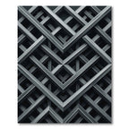 Monochrome Geometric Metallic Intersecting Lattice Rug