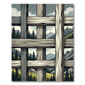 Rustic Woodland Scene Through Wood Fence Rug