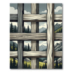 Rustic Woodland Scene Through Wood Fence Rug