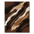 Earthy Brown Abstract Brushstroke Wave Rug