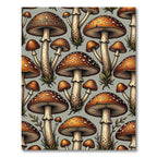 Earthy Botanical Woodland Mushroom Forest Rug