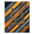 Dynamic Orange and Blue Swirling Basketball Rug