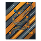 Dynamic Orange and Blue Swirling Basketball Rug