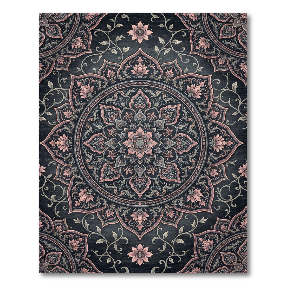Rose Gold Floral Mandala Scroll Rug