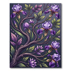 Elegant Purple Iris Floral Branches Rug