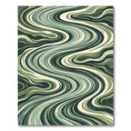 Earthy Green Wavy Abstract Ribbons Rug