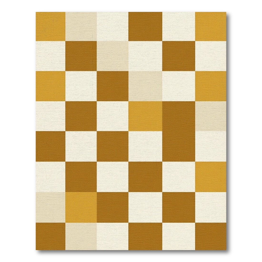 Brown Cream Checkerboard Geometric Square Rug