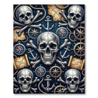 Gothic Nautical Skull and Compass Navy Rug