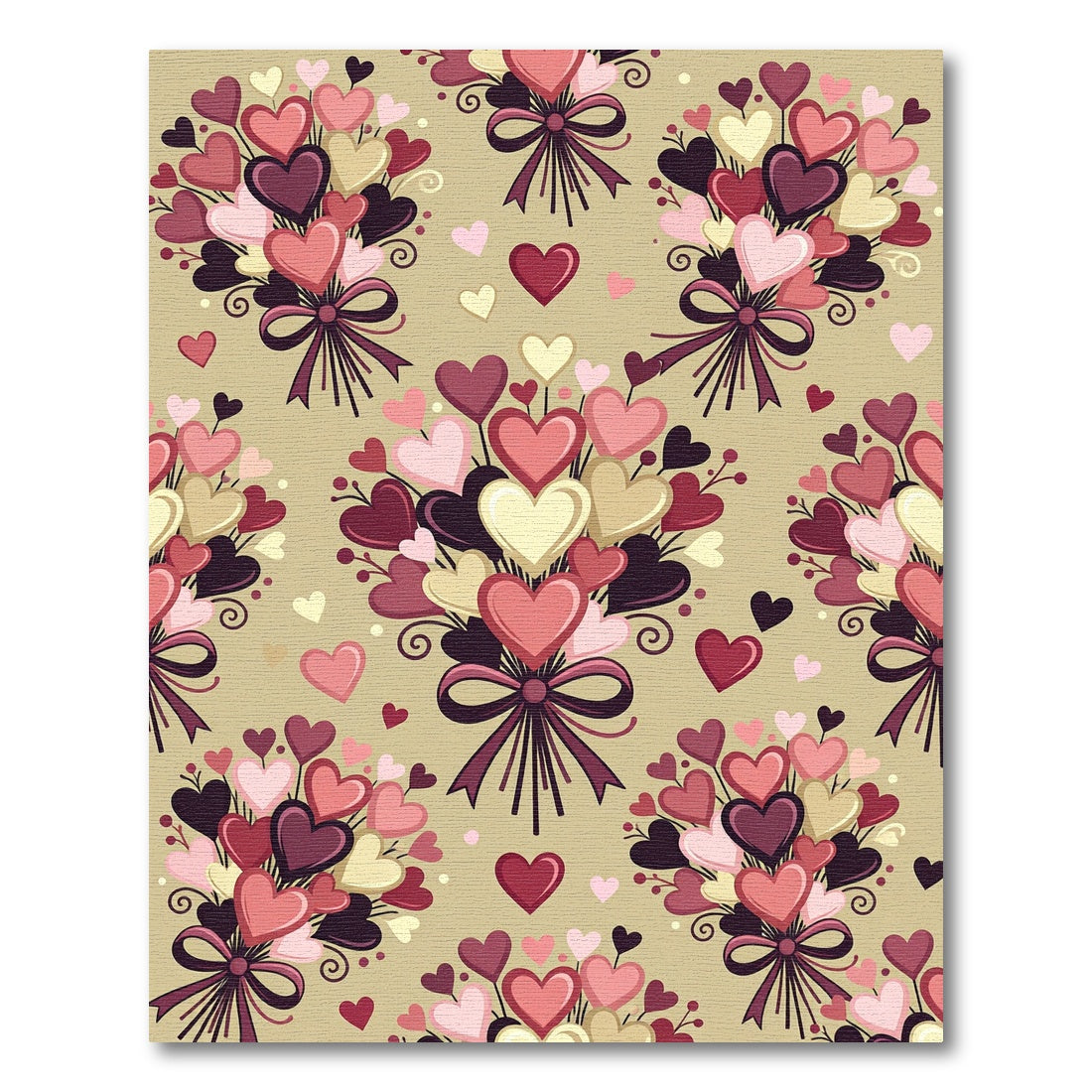 Romantic Pink Hearts Bouquet Arrangement Rug