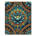 Radiant Teal Lotus Golden Sunburst Rug