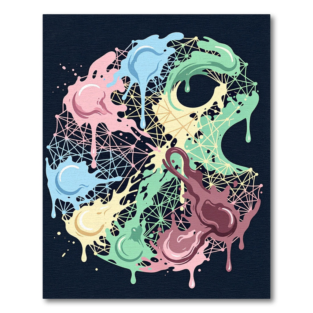 Pastel Drip Splatter Geometric Net Rug