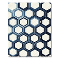 Deep Blue Layered Hexagon Geometric Rug