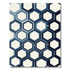 Deep Blue Layered Hexagon Geometric Rug