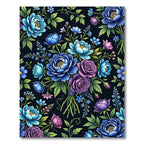 Lush Blue Peony Floral Bouquet Rug
