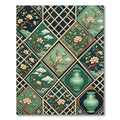 Emerald Lotus Blossom Lattice Tile Rug