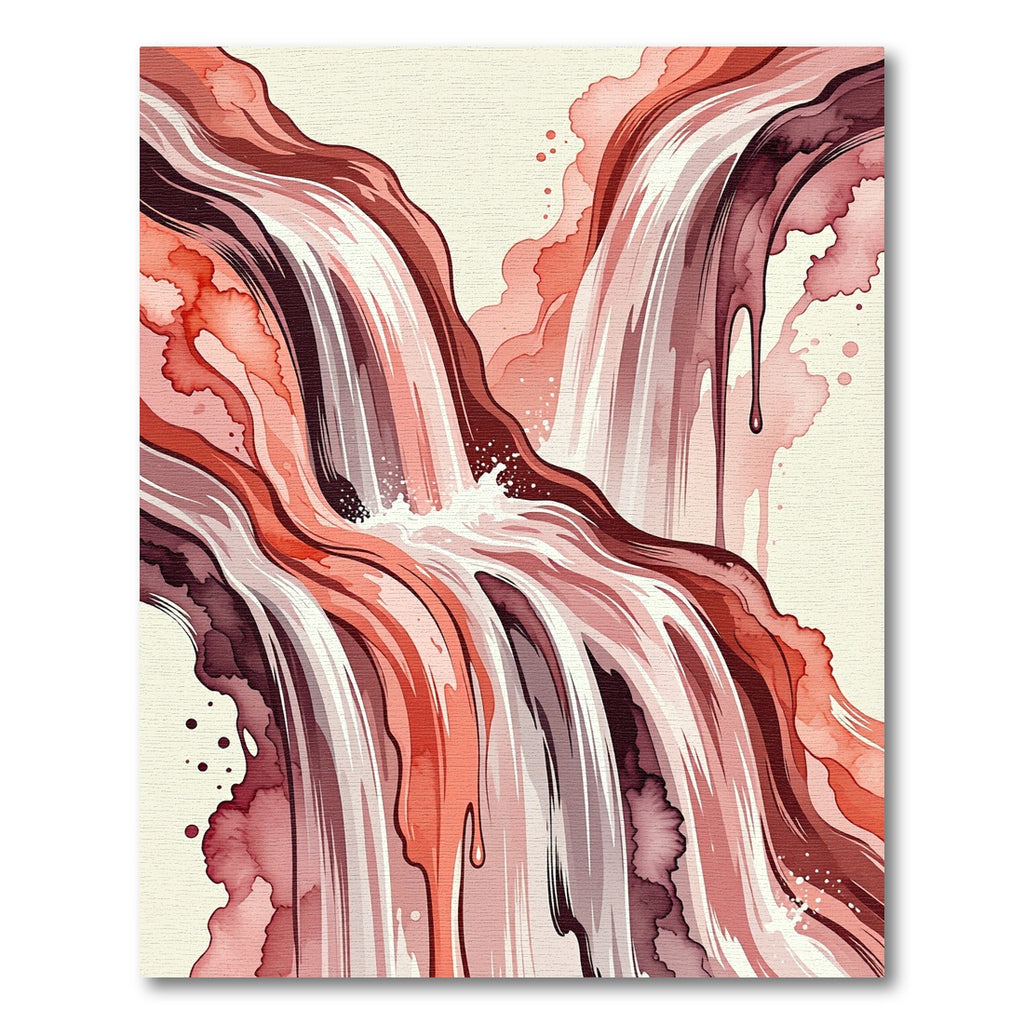 Red Watercolor Waterfall Fluid Art Rug