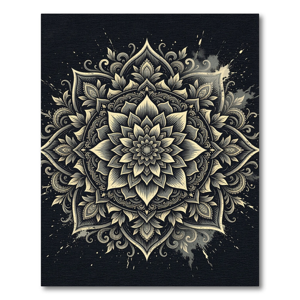 Intricate Cream Mandala Floral Design Rug