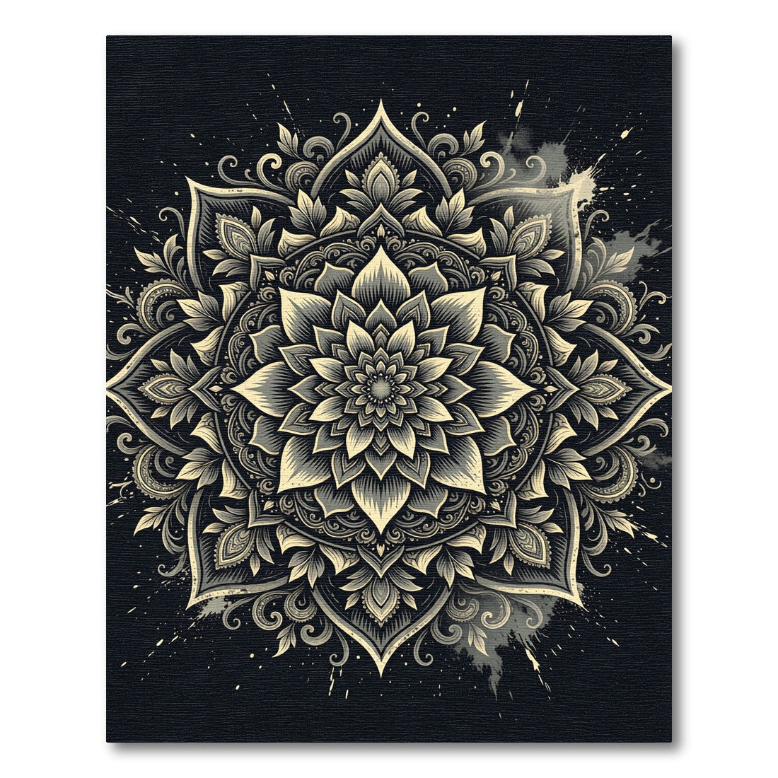 Intricate Cream Mandala Floral Design Rug