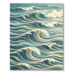 Deep Teal Ocean Wave Flow Rug
