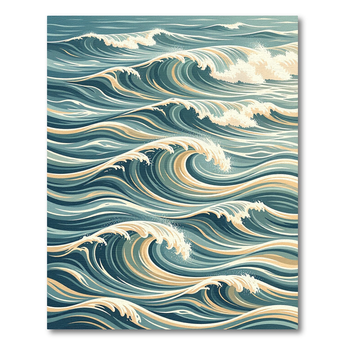 Deep Teal Ocean Wave Flow Rug