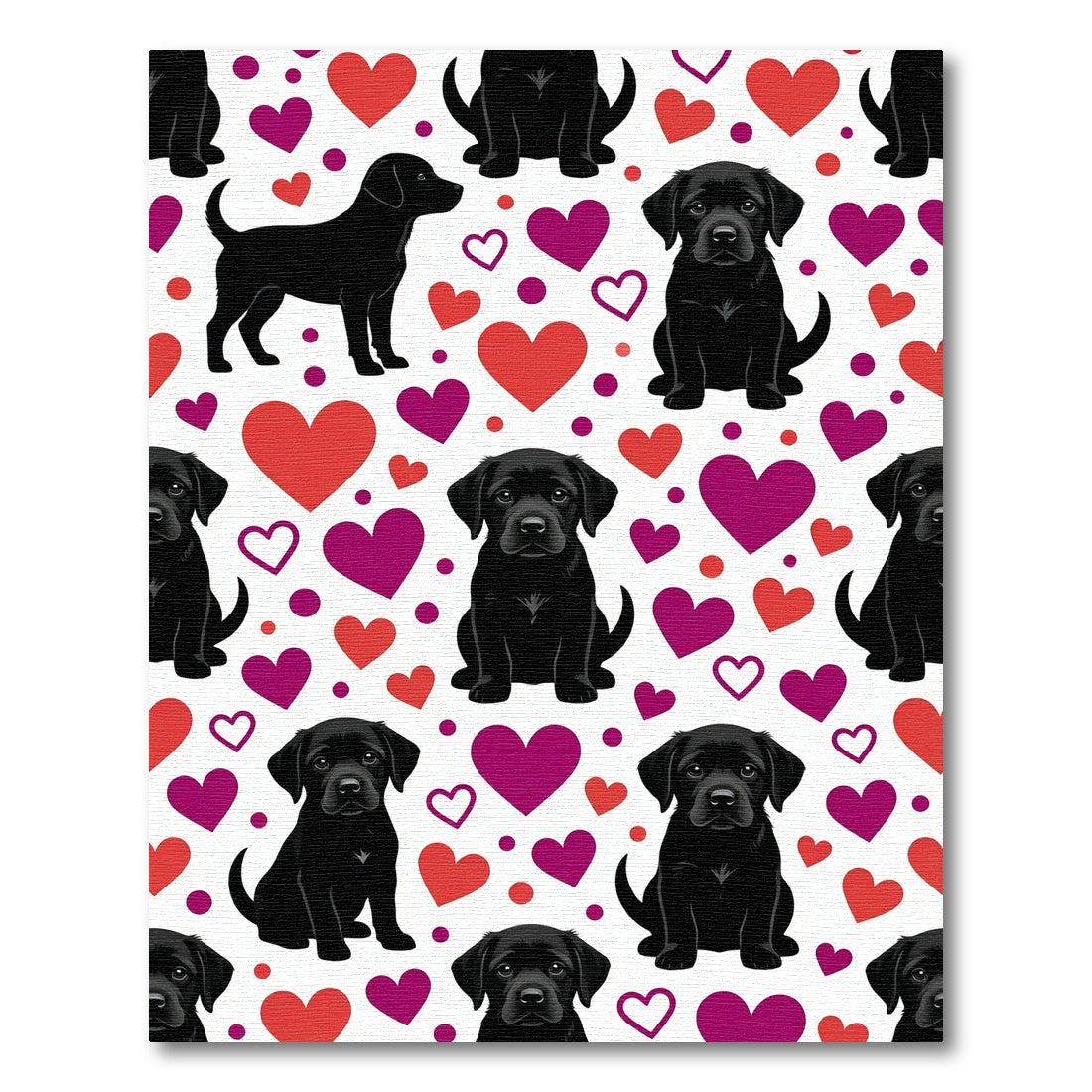 Black Labrador Puppy and Heart Hearts Rug