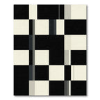 Modern Geometric Monochrome Block Grid Rug