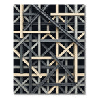 Industrial Steel Beam Geometric Grid Rug