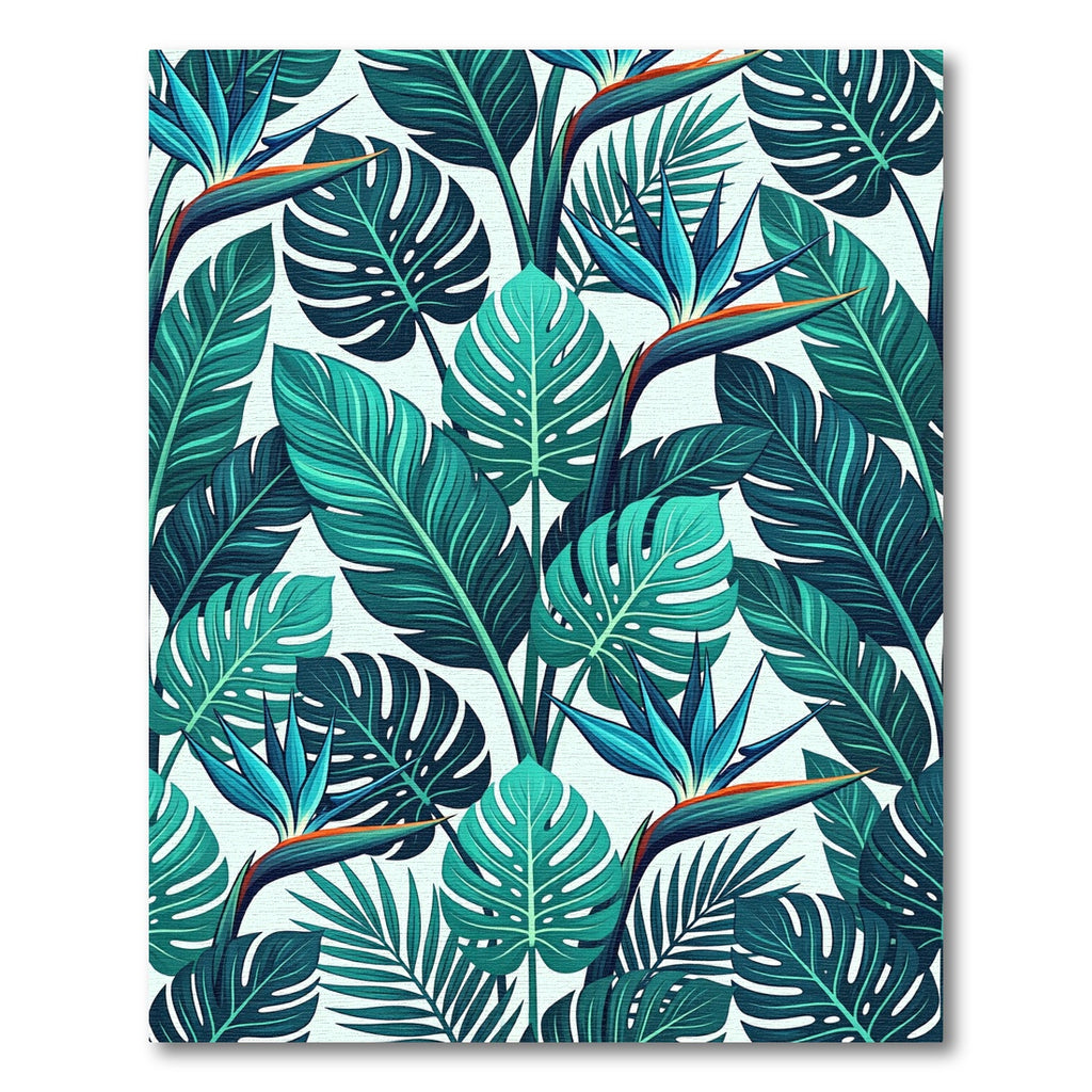 Vibrant Tropical Leaf Bird of Paradise Rug