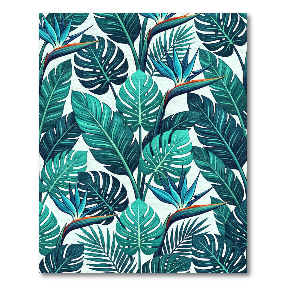 Vibrant Tropical Leaf Bird of Paradise Rug