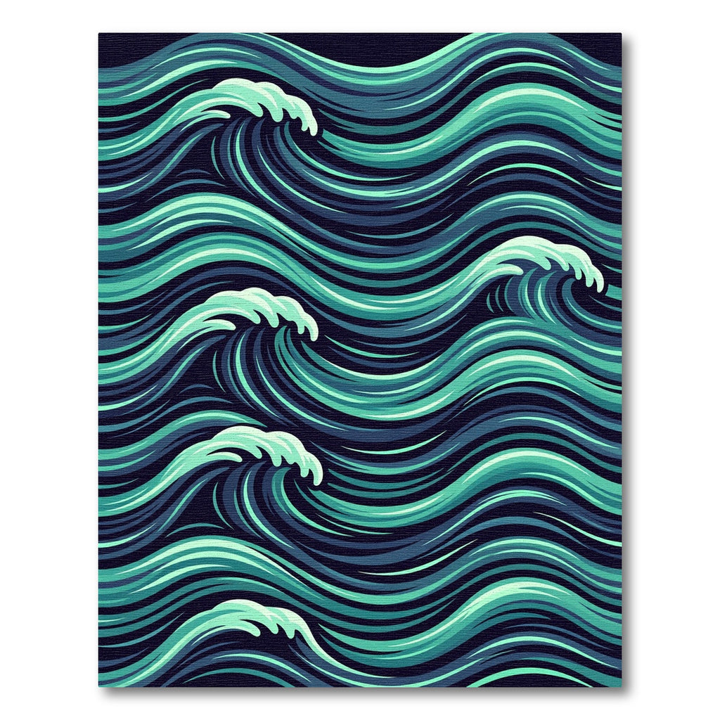 Dynamic Blue Turquoise Swelling Ocean Wave Rug
