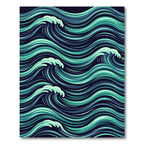 Dynamic Blue Turquoise Swelling Ocean Wave Rug