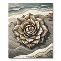 Neutral Zen Lotus Sand Wave Art Rug