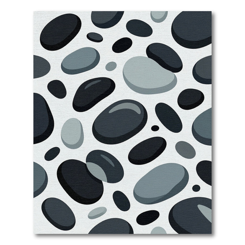 Modern Charcoal Gray Pebble Stone Art Rug